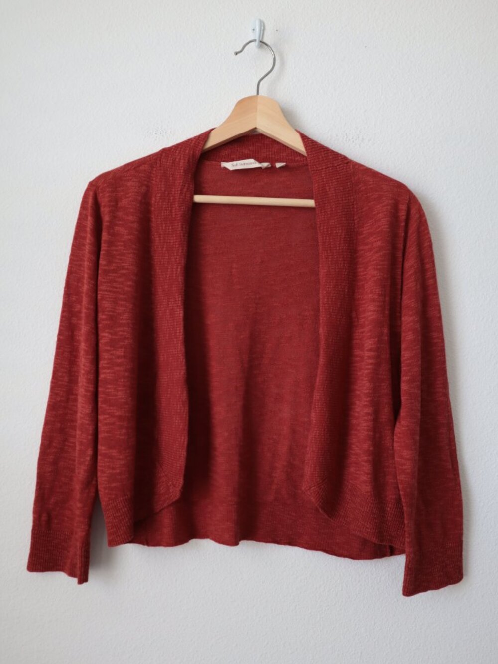 Soft Surroundings  Open Front Cropped Knit Cardigan | S